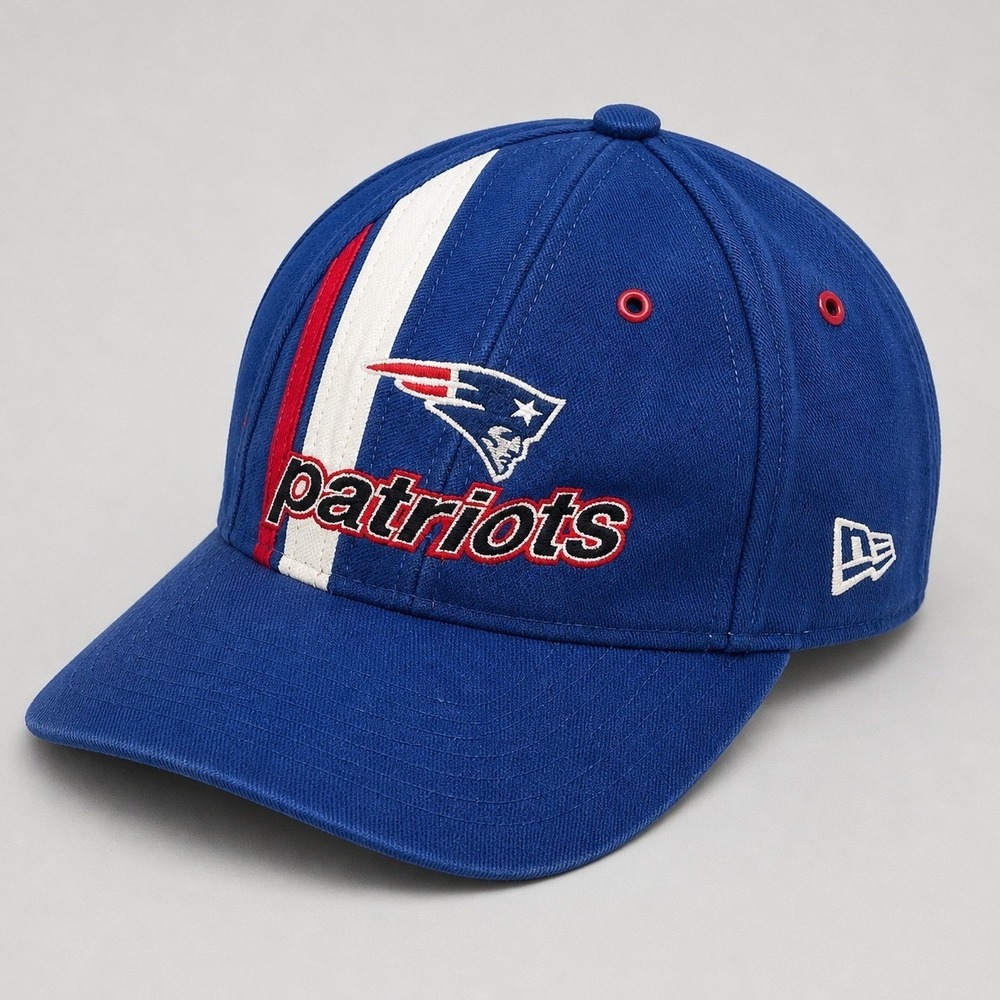 Vintage Logo Athletic New England Patriots NFL Hat Blue Strapback Racing Stripe